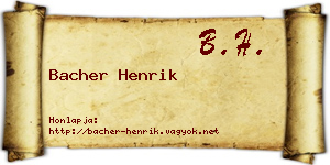 Bacher Henrik névjegykártya